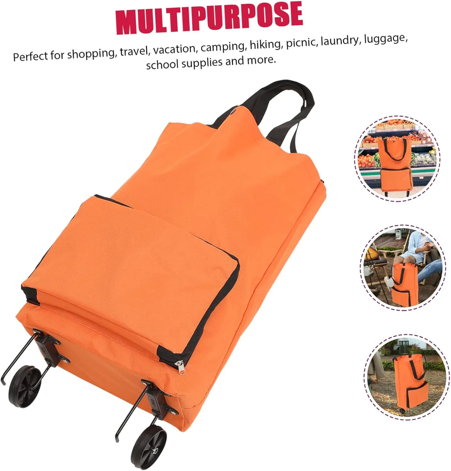 DECHOUS 2pcs Trolley Tug Bag Portable Wagon Collapsible Cart Collapsible Shopping Cart Reusable Grocery Bag