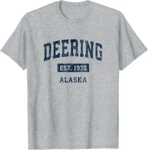 Deering Alaska AK Vintage Sports Established Navy Design T-Shirt
