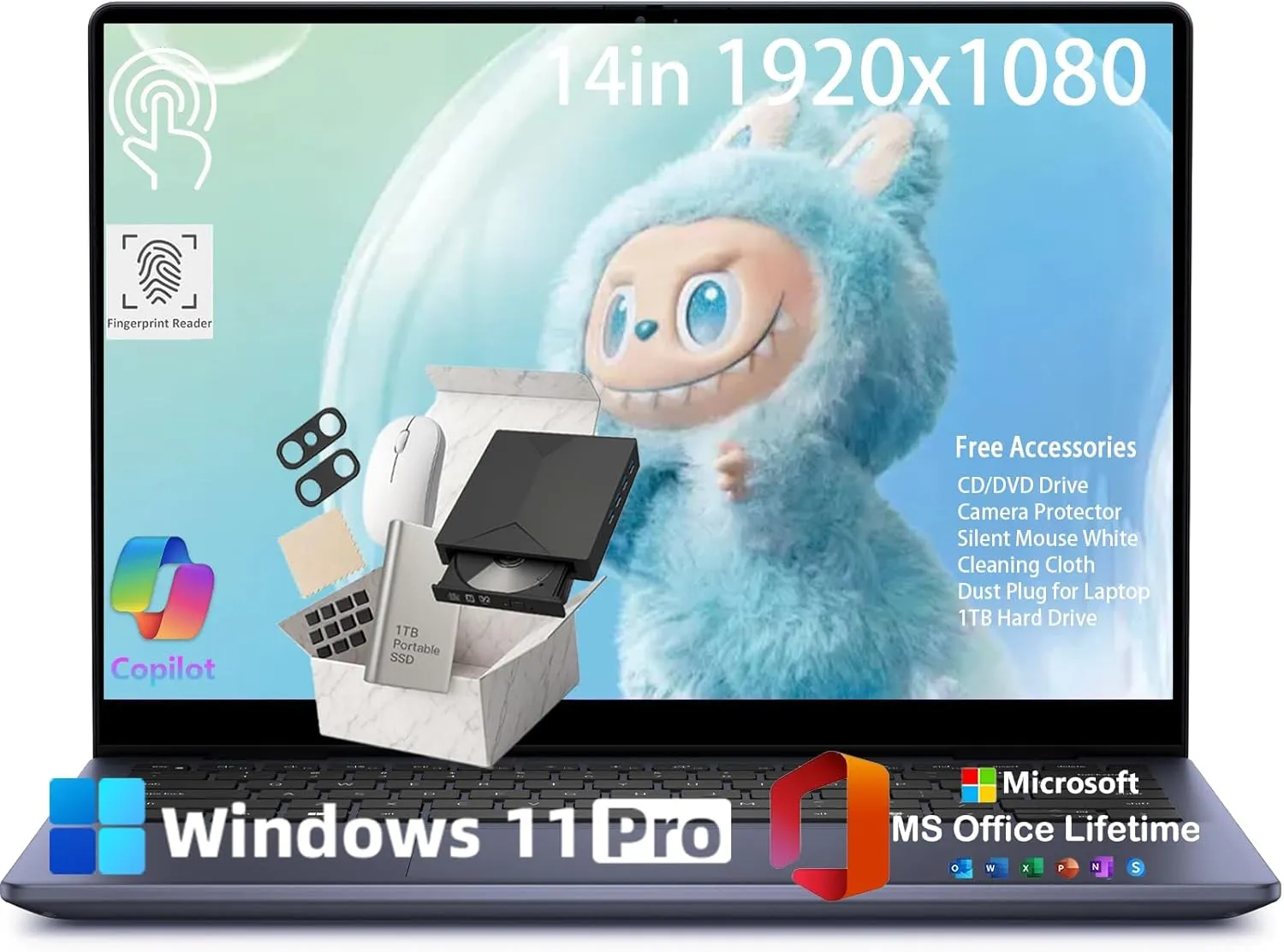 Dell Inspiron 7440 14 2-in-1 Touchscreen Laptop Computer - 14" FHD IPS, AMD Ryzen 5 8640HS for Business, Students, Fingerprint, Backlit, FHD Webcam, Win 11 Pro (64GB DDR5 RAM, 2TB SSD)