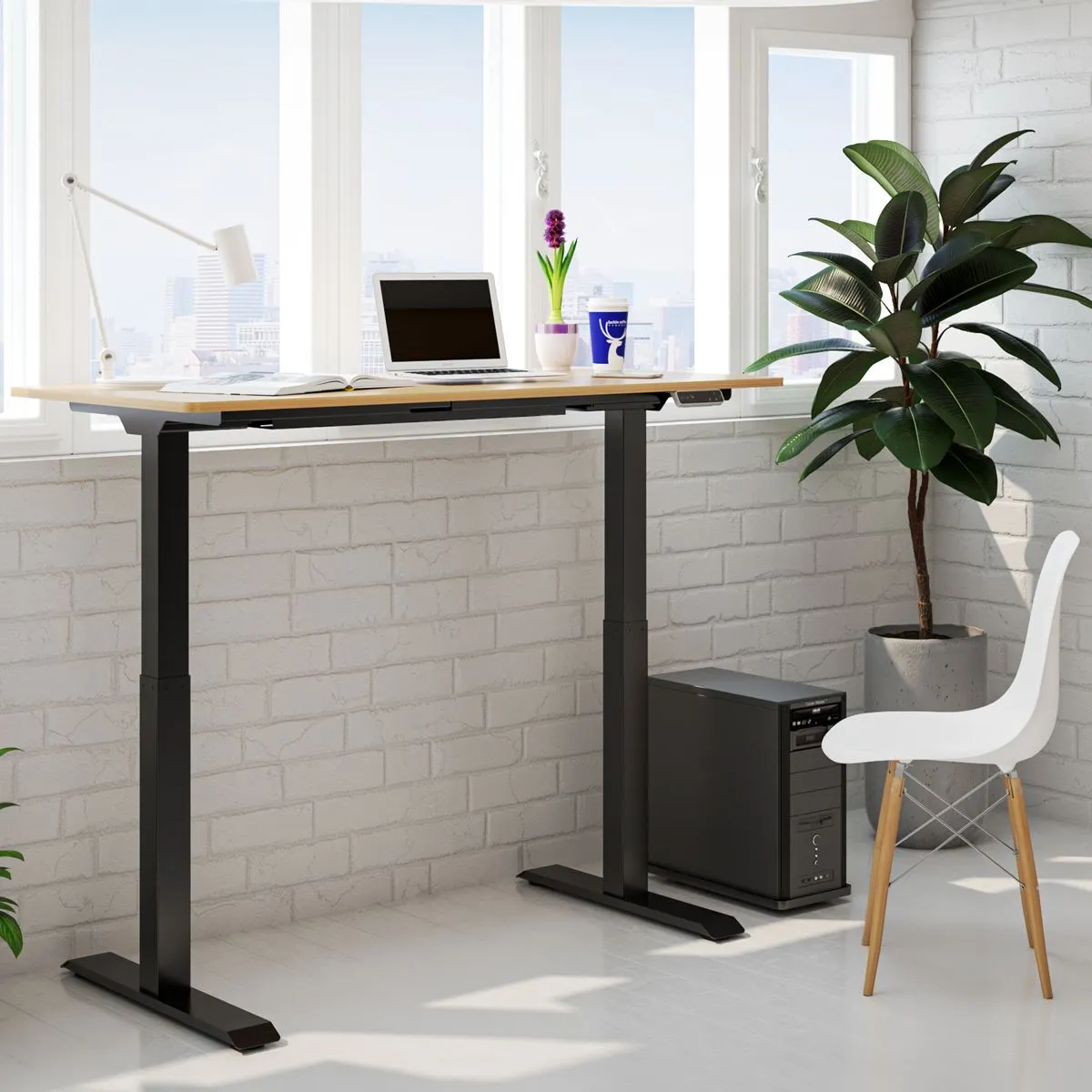 Dellonda Electric Height Adjustable Standing Desk 1400 x 700mm Dual Motor 100kg