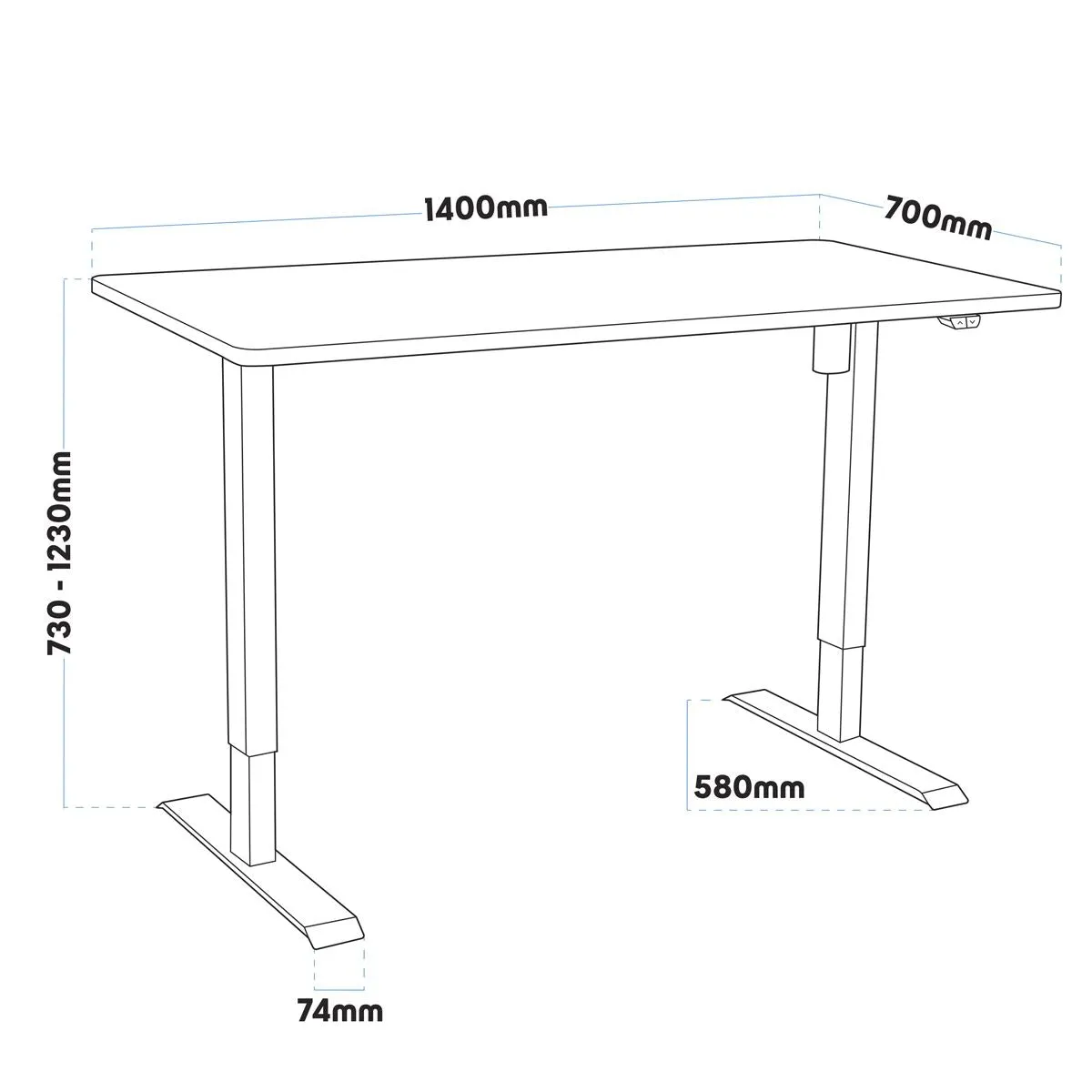 Dellonda Electric Height Adjustable Standing Desk 1400 x 700mm Dual Motor 100kg