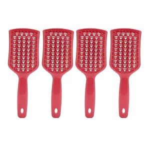 Detangling Vent Hair Brush 4 Pack | Faster Blow Drying with Airflow Vents | Salon - Quality Wet/Dry Paddle Brush for Thick/Thin Hair | Scalp Massage & Gentle Detangling