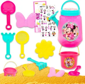 Disney Minnie Mouse Sand Castle Play Set for Kids Beach Bundle with Various Toy Tools, Stickers, Plus More Minnie Mouse Gift Kit for Ages 3 