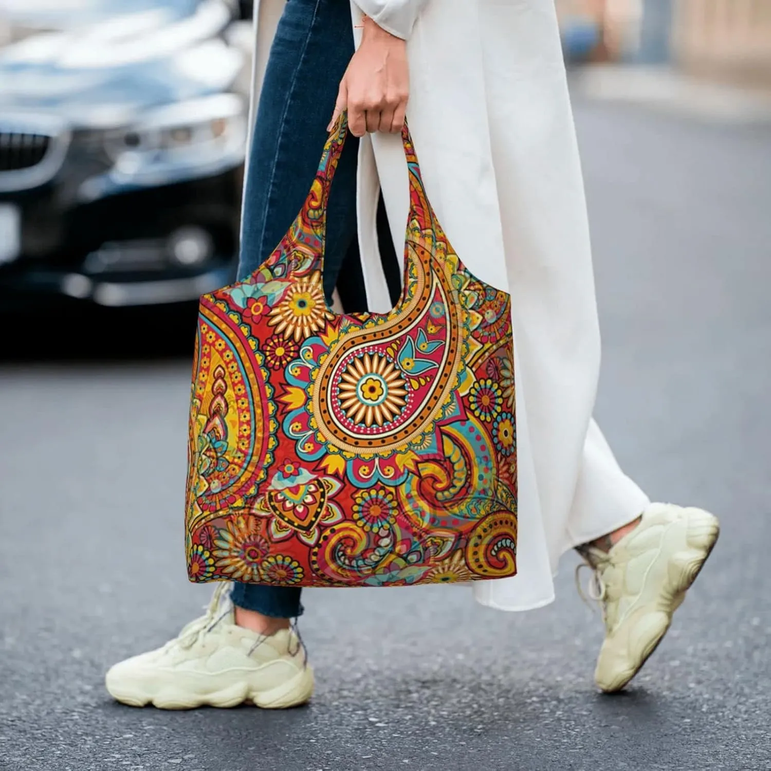 DKJlitter Fashion Canvas Tote Bag, Reusable Grocery Shopping Bag, Large capacity shopping bag Daily Utility Bag