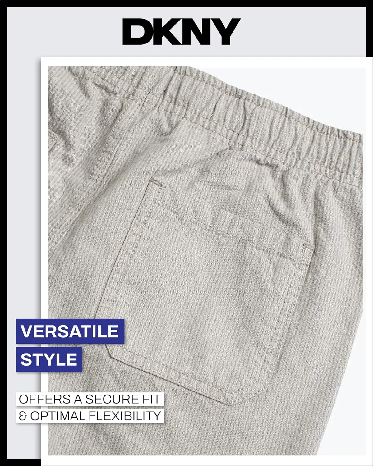 DKNY Boys Shorts - Pull On Woven Stripe Shorts for Boys with Side Pockets and Elastic Waistband (Sizes: 8-20)