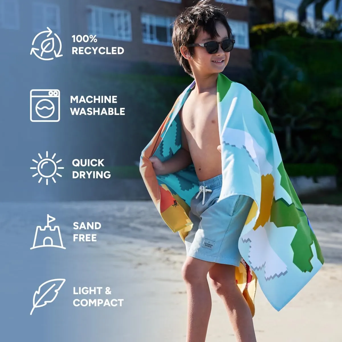 Dock & Bay Beach Towel - Quick Dry, Sand Free - Compact, Lightweight - 100% Recycled - Includes Bag - Build-A-Beach - Large (160x90cm, 63x35)