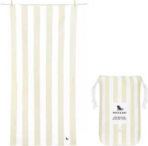 Dock & Bay Beach Towel - Quick Dry, Sand Free - Compact, Lightweight - 100% Recycled - Includes Bag - Cabana Light - Bora Bora Beige - Large (160x90cm, 63x35)