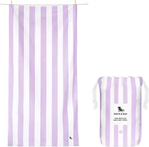 Dock & Bay Beach Towel - Quick Dry, Sand Free - Compact, Lightweight - 100% Recycled - Includes Bag - Cabana Light - Lombok Lilac - Large (160x90cm, 63x35)