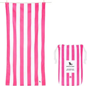 Dock & Bay Beach Towel - Quick Dry, Sand Free - Compact, Lightweight - 100% Recycled - Includes Bag - Cabana - Phi Phi Pink - Extra Large (200x90cm, 78x35)