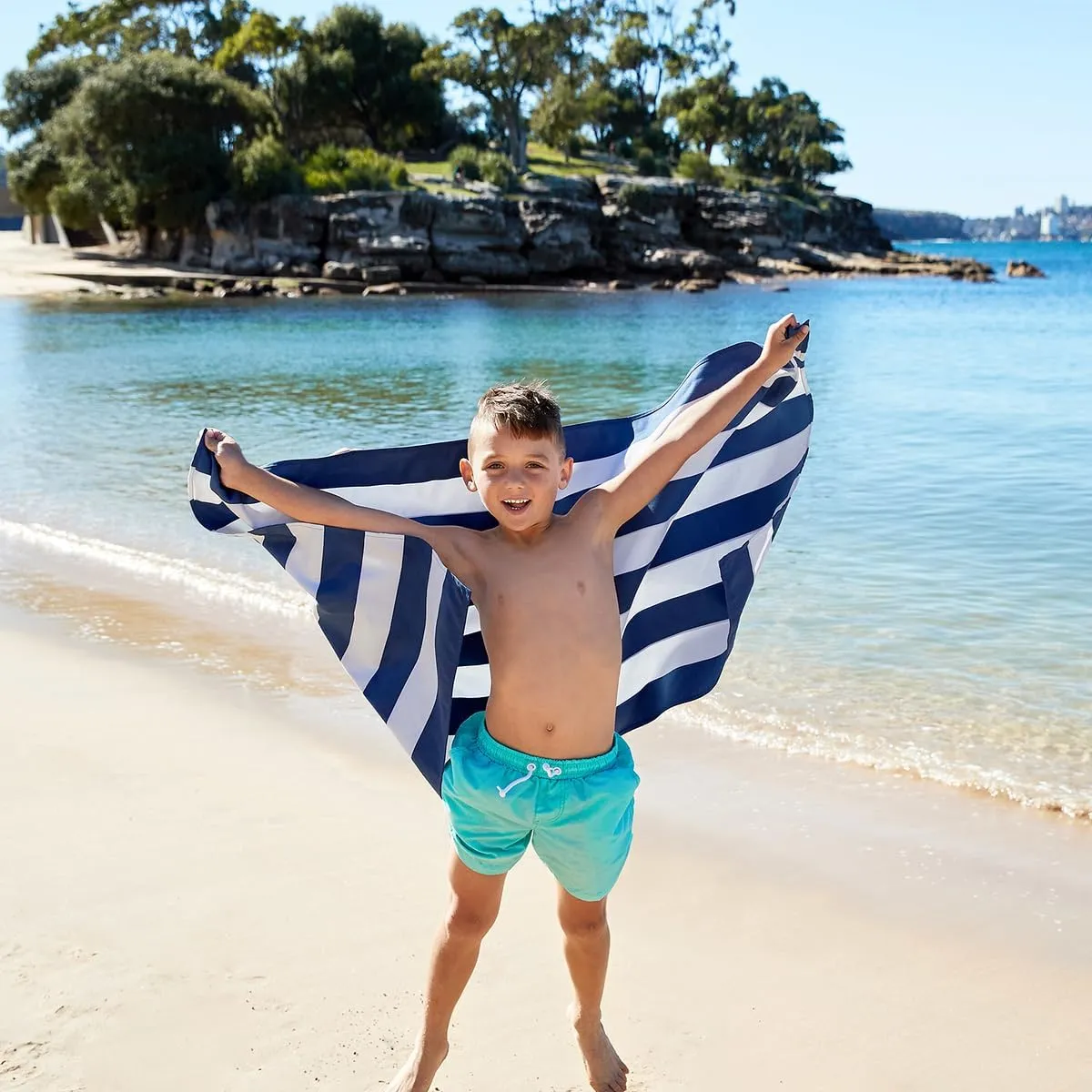Dock & Bay Beach Towel - Quick Dry, Sand Free - Compact, Lightweight - 100% Recycled - Includes Bag - Cabana - Whitsunday Blue, Extra Large (200x90cm, 78x35)