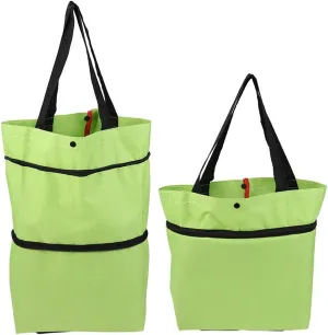 DOITOOL Foldable Shopping Cart, Green, 2 in 1, Foldable Grocery Cart with Wheels, Large Capacity, Lightweight, Portable