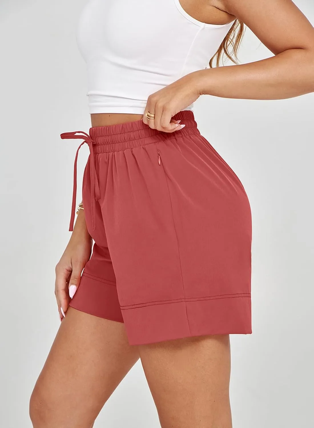 Dokotoo Womens Shorts Athletic Shorts for Women Quick Dry Gym Workout Summer Outfits Running Zipper Pocket High Waisted