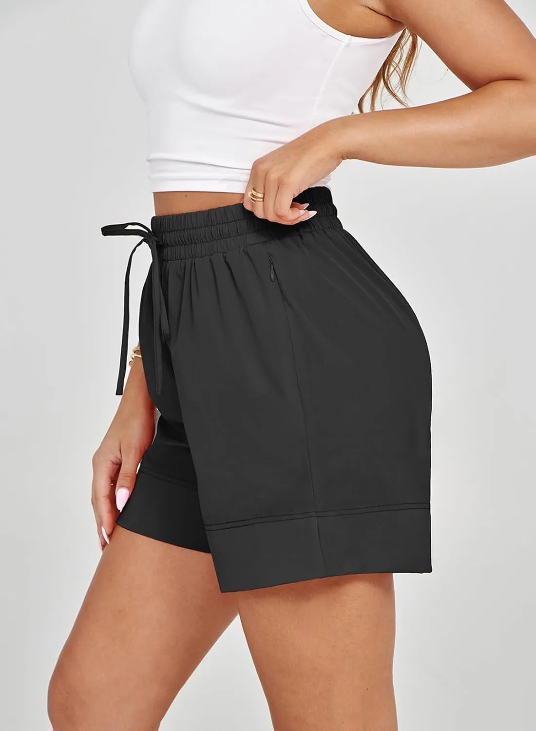 Dokotoo Womens Shorts Athletic Shorts for Women Quick Dry Gym Workout Summer Outfits Running Zipper Pocket High Waisted