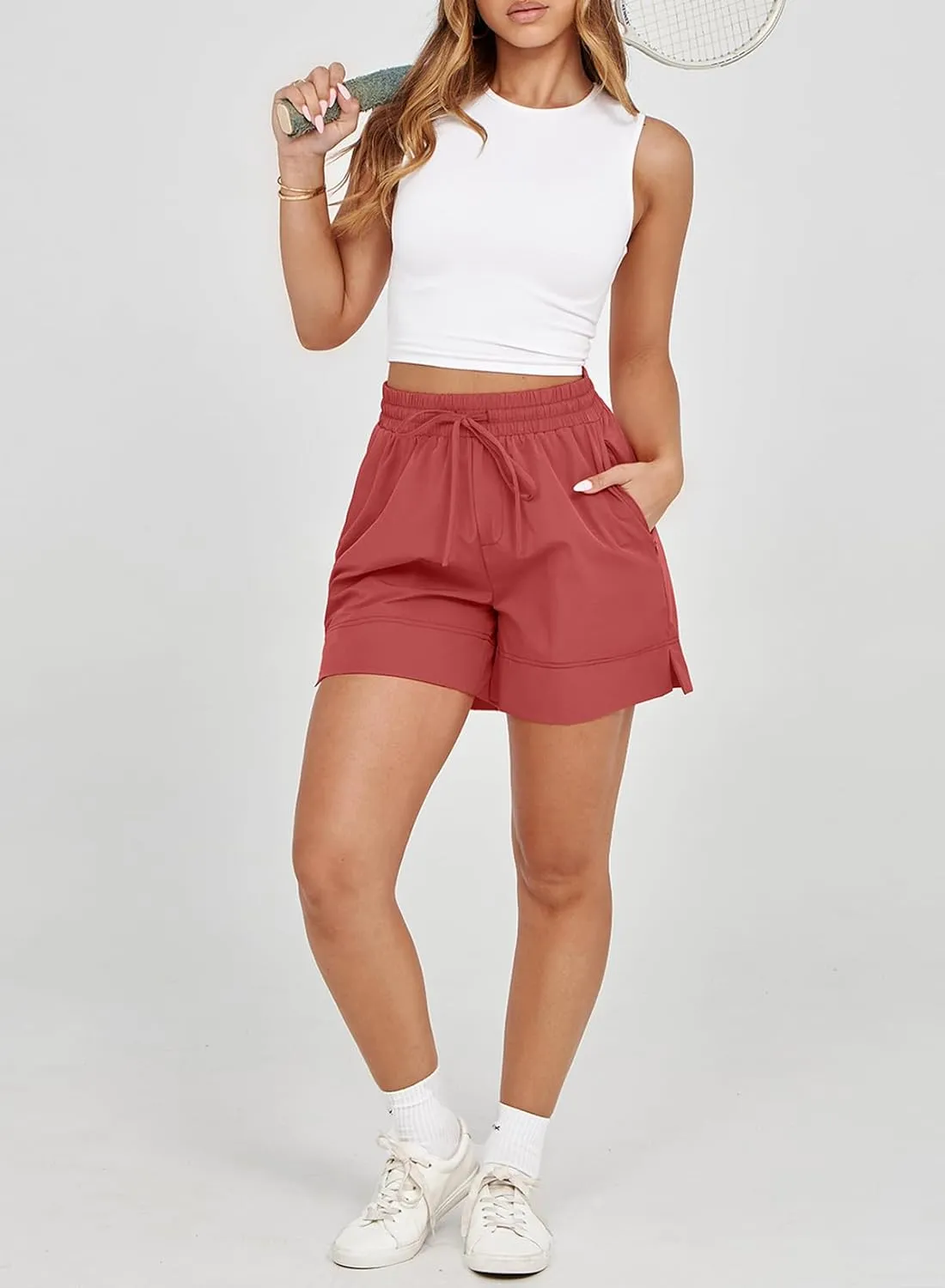 Dokotoo Womens Shorts Athletic Shorts for Women Quick Dry Gym Workout Summer Outfits Running Zipper Pocket High Waisted