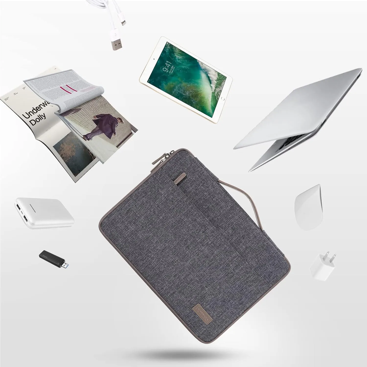 DOMISO 10.1 Inch Laptop Sleeve Notebook Portable Carrying Bag Case for 9.7-10.1" Tablet/9.7" 10.5" 11" iPad Pro/10.5" iPad Air/Microsoft Surface Go/Samsung Galaxy Tab S3 S4/Ideapad D330, Dark Grey