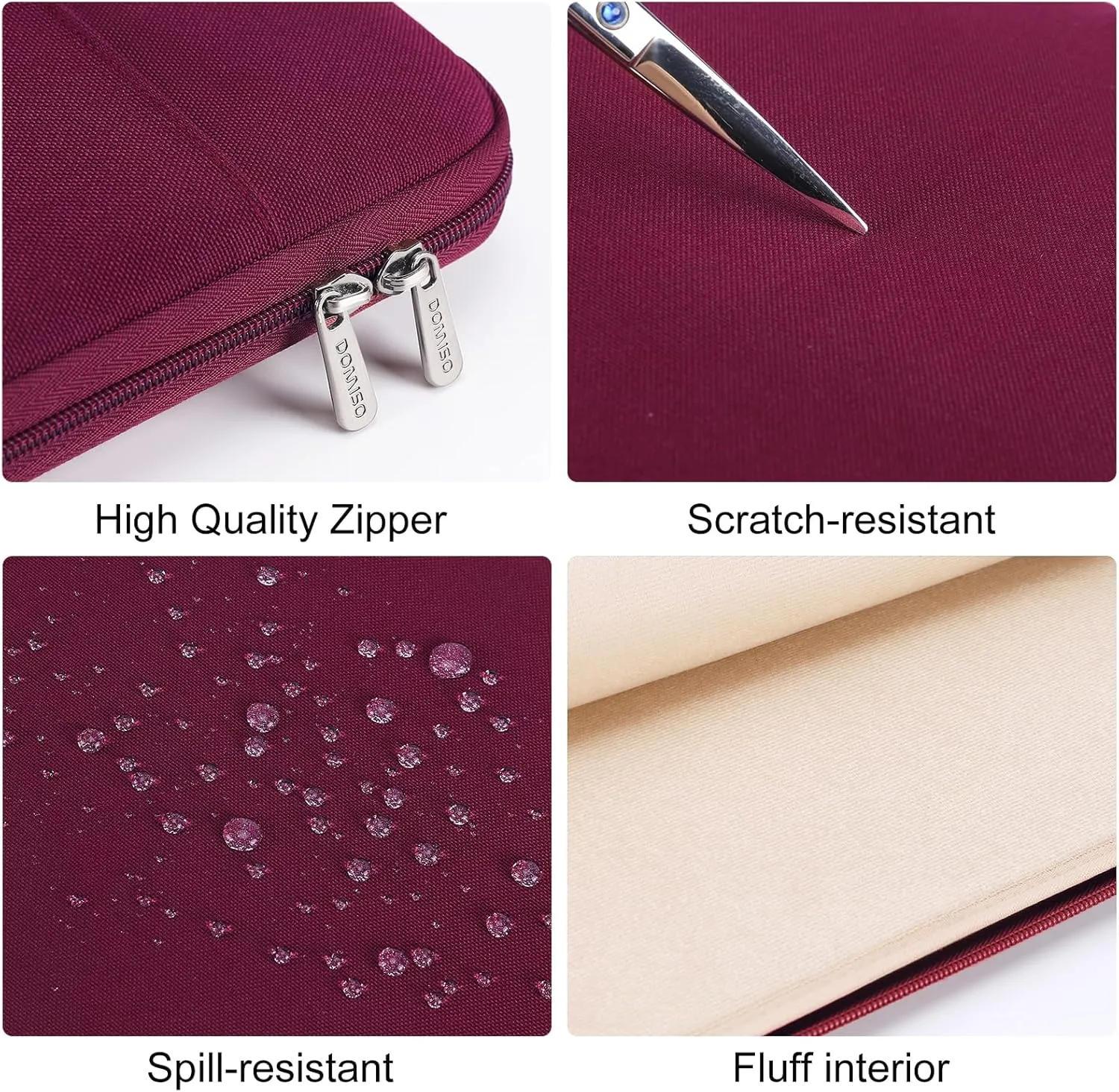 DOMISO 14 Inch Laptop Sleeve Canvas Notebook Portable Carrying Bag Case Handbag for 14" ThinkPad P14s T14s L14 Gen 2/HP ProBook 640 645 G4/15 Surface Laptop 3 4/Dell Chromebook 14,Wine