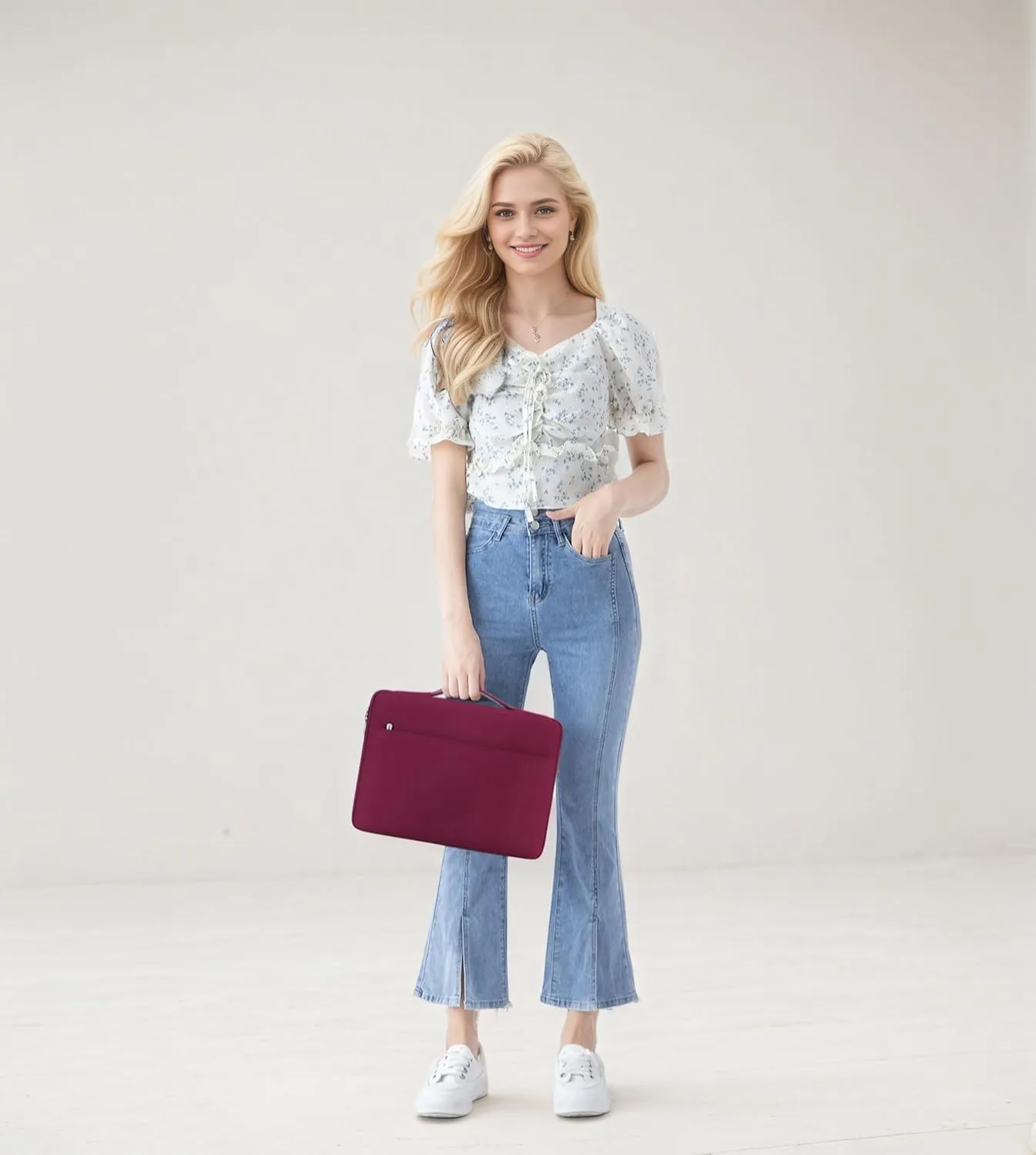 DOMISO 14 Inch Laptop Sleeve Canvas Notebook Portable Carrying Bag Case Handbag for 14" ThinkPad P14s T14s L14 Gen 2/HP ProBook 640 645 G4/15 Surface Laptop 3 4/Dell Chromebook 14,Wine