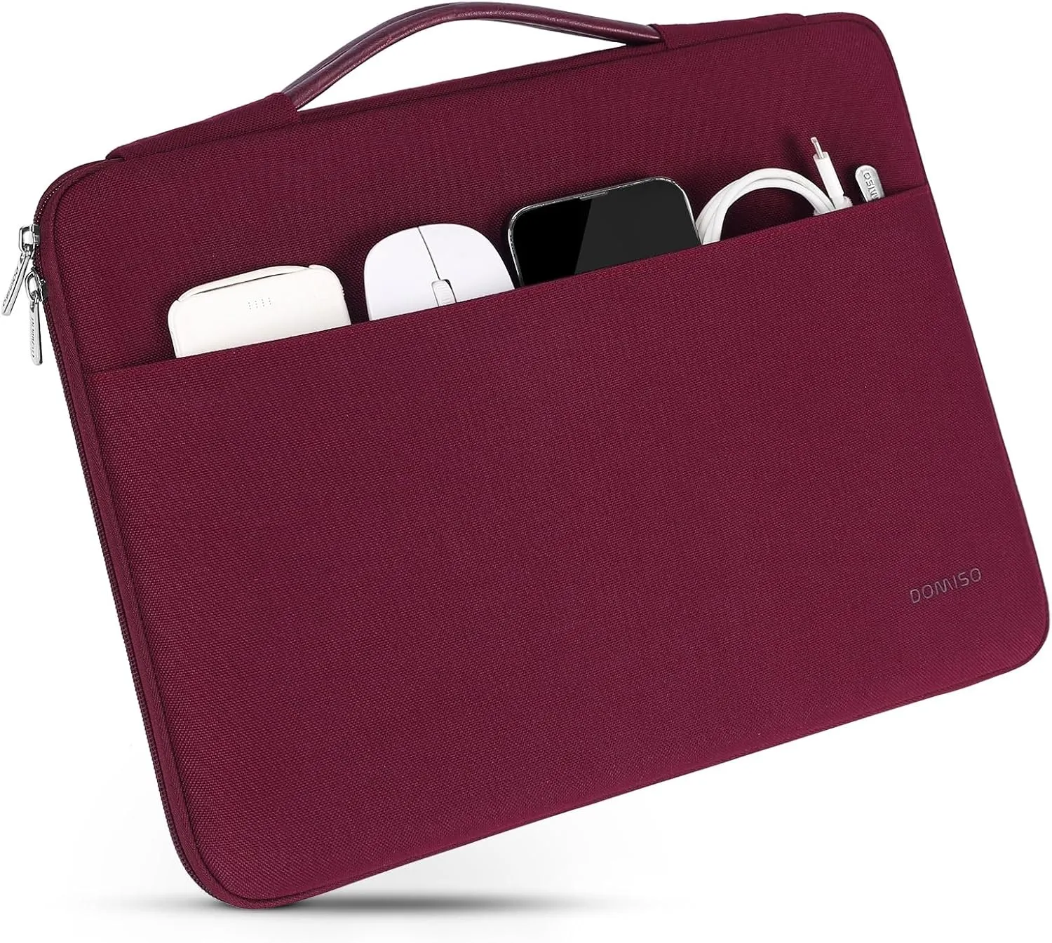 DOMISO 14 Inch Laptop Sleeve Canvas Notebook Portable Carrying Bag Case Handbag for 14" ThinkPad P14s T14s L14 Gen 2/HP ProBook 640 645 G4/15 Surface Laptop 3 4/Dell Chromebook 14,Wine