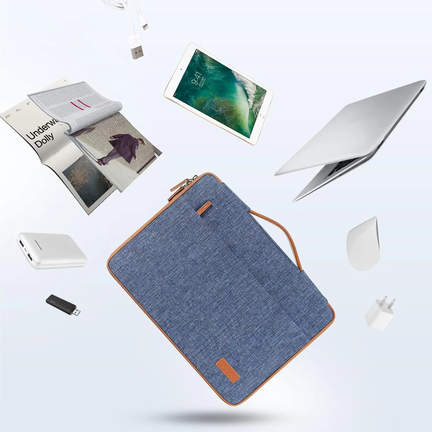 DOMISO 14 Inch Laptop Sleeve Case Carrying Bag Case for 14" Notebook/Chromebook S330/ThinkPad A475 A485 E485 T480s/HP ProBook 640 645 G4/Dell Inspiron 5481 5482 5490 Chromebook 14, Blue