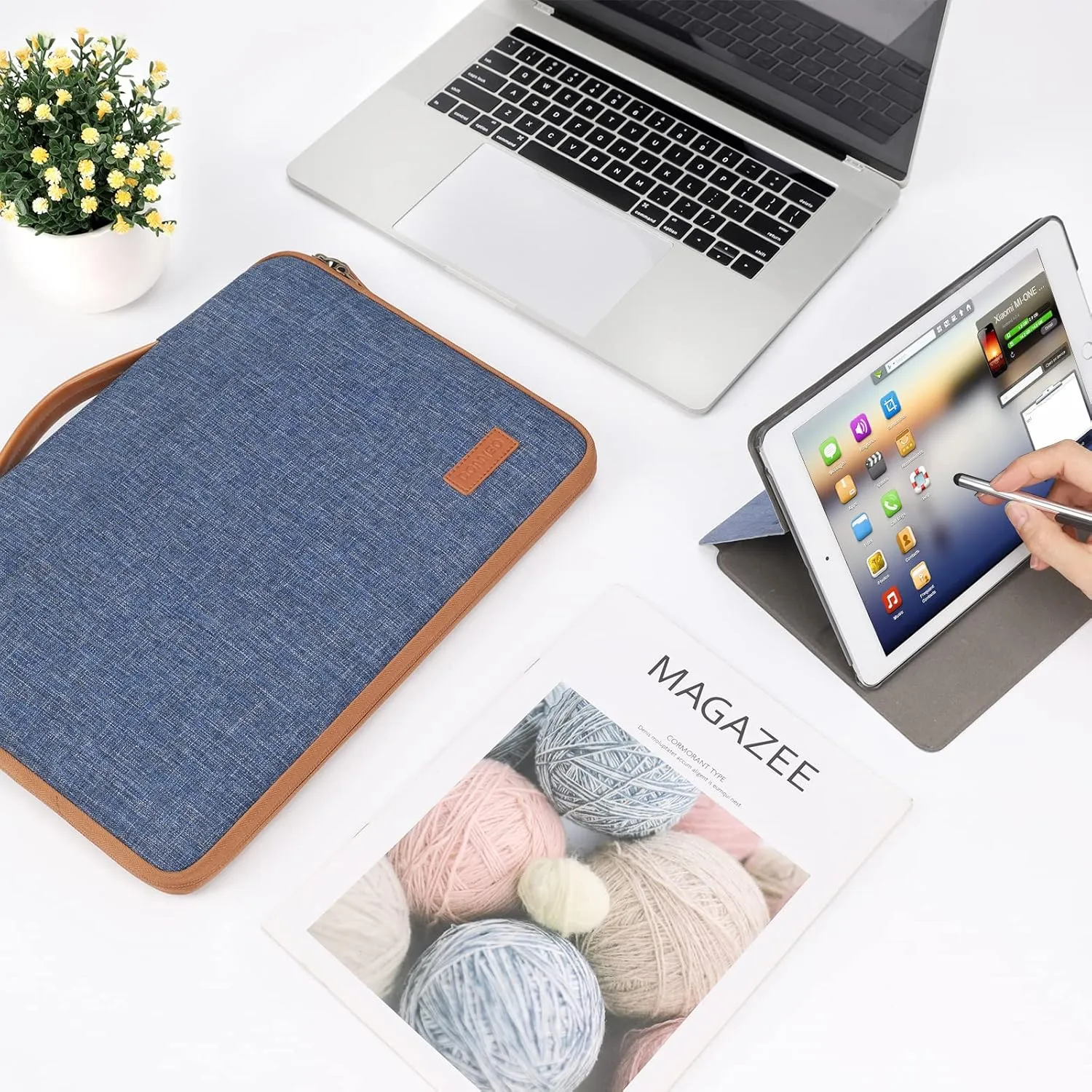DOMISO 14 Inch Laptop Sleeve Case Carrying Bag Case for 14" Notebook/Chromebook S330/ThinkPad A475 A485 E485 T480s/HP ProBook 640 645 G4/Dell Inspiron 5481 5482 5490 Chromebook 14, Blue