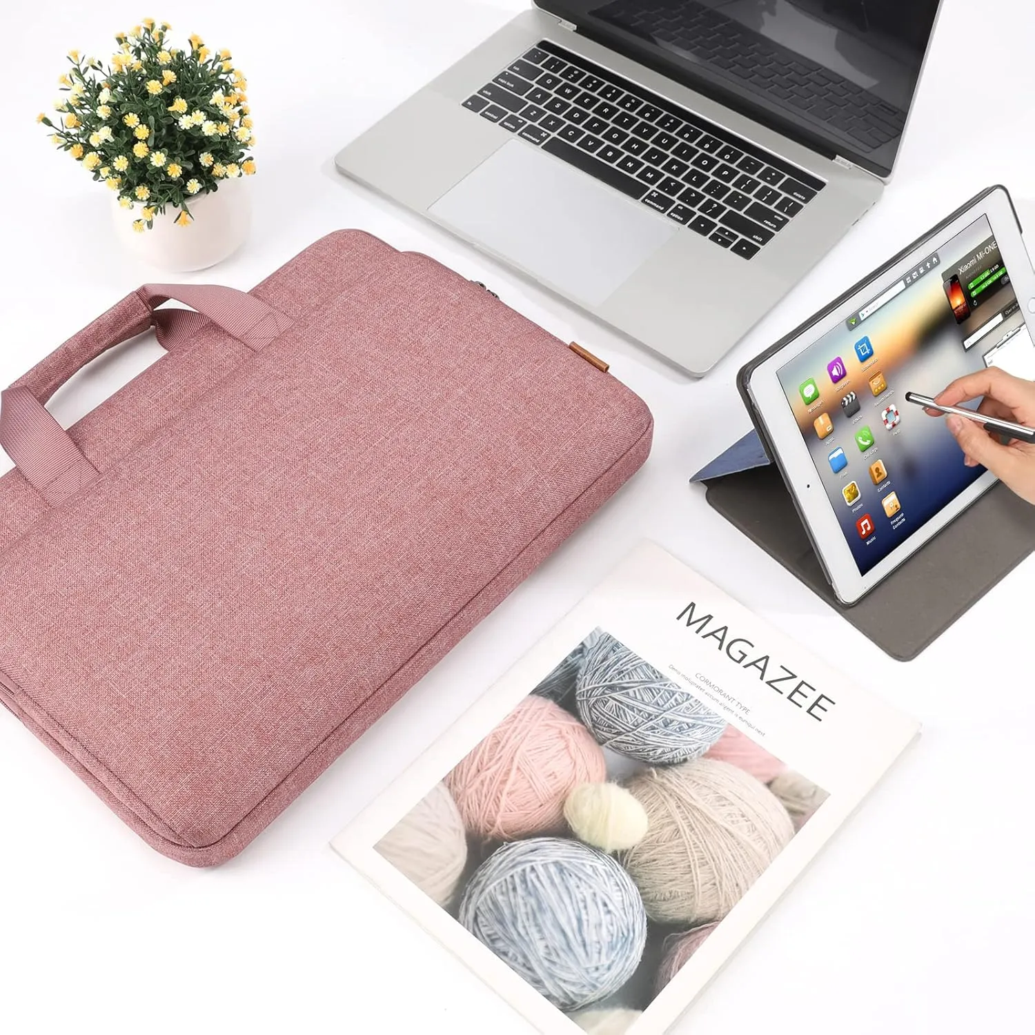 DOMISO 16 inch Laptop Sleeve Bag Water-Resistant Carrying Case with Handle for 16" Dell/HP Pavilion Envy/ThinkPad IdeaPad/ASUS Vivobook,Pink