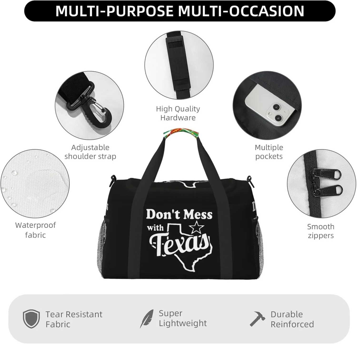 Don T Mess With Texas Travel Duffel Bag Large Foldable Waterproof Overnight Bag For Beach Swim Bags Pool Sports Gym