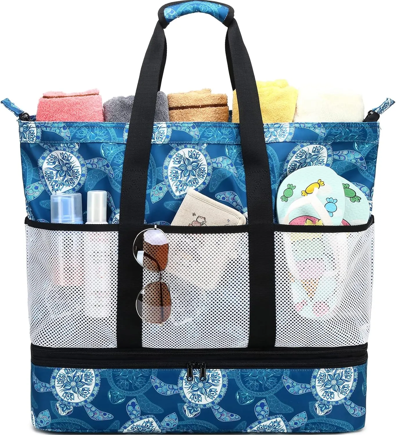 DSIUE Beach Bags with Cooler - Waterproof Sandproof Tote for Women - Large Pool Gym Travel Bag