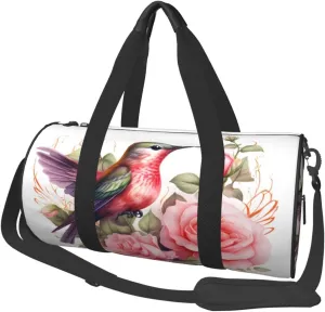 Duffel Bag for Gym Travel Storage Luggage Bag Bird Flower Floral Hummingbird Sport Duffle Bag With Zipper Weekender Bag