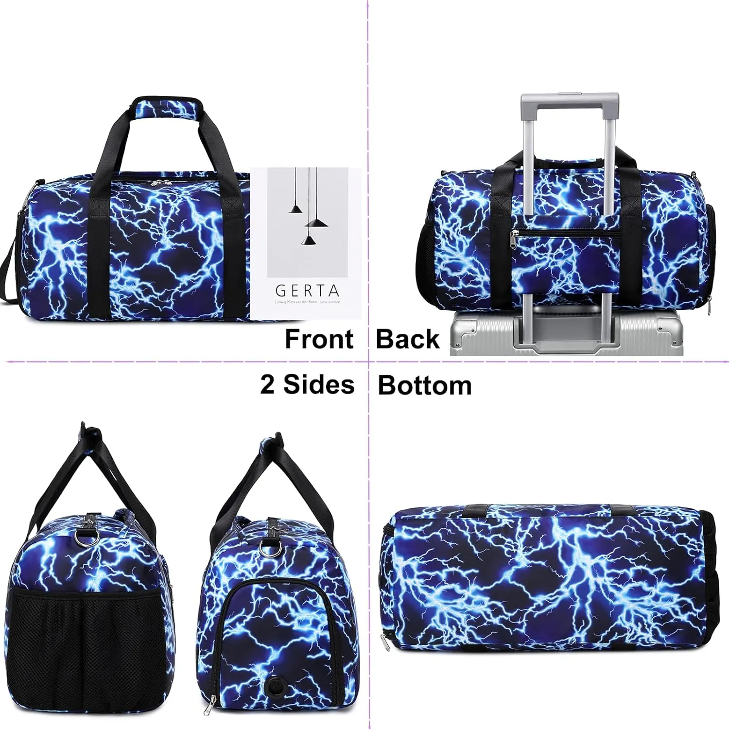 Duffle Bag for Boys Sport Gym Bag with Wet Pocket Shoes Compartment Soccer Bags Duffel Bag for Teen Boys Lightning Travel Bag Dance Bag