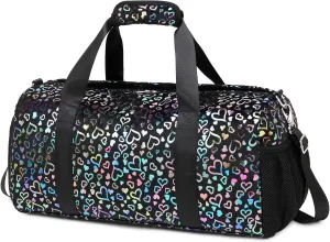 Duffle Bag for Girls Fluffy Dance Bag for Girls Ballet Bag Girls Sports Gym Bag Water Resistant Travel Duffle Bags with Shoes Compartment Wet Pocket