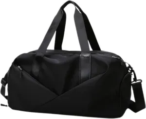 Duffle Bag, Gym Bag for Women, Separate Shoes Compartment Yoga Bag, Wet and Dry Separation Beach Bag (Small, Black)