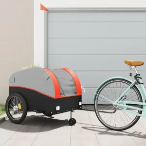Durable and Bike Trailer for Heavy Loads, Easy Attachment with Safety Flag, Black and Orange