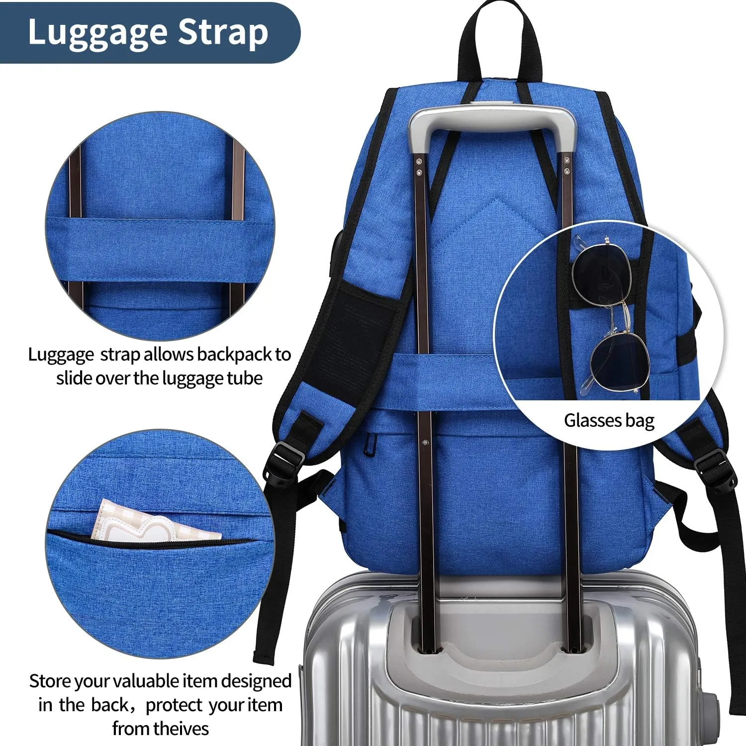 Durable Laptop Backpack Water Resistant Anti-Theft Bag with USB Charging Port and Lock, Slim Computer Business Backpacks for Women Men Fit 15.6 Inch Laptops