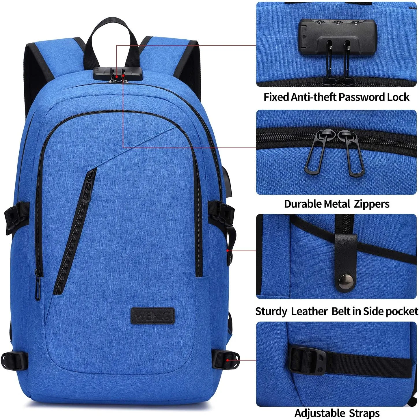 Durable Laptop Backpack Water Resistant Anti-Theft Bag with USB Charging Port and Lock, Slim Computer Business Backpacks for Women Men Fit 15.6 Inch Laptops