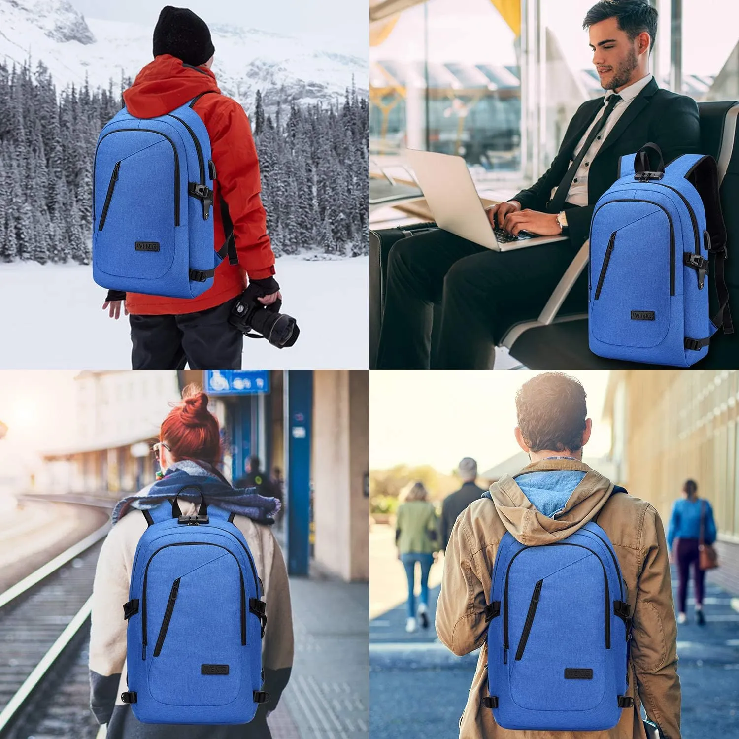 Durable Laptop Backpack Water Resistant Anti-Theft Bag with USB Charging Port and Lock, Slim Computer Business Backpacks for Women Men Fit 15.6 Inch Laptops