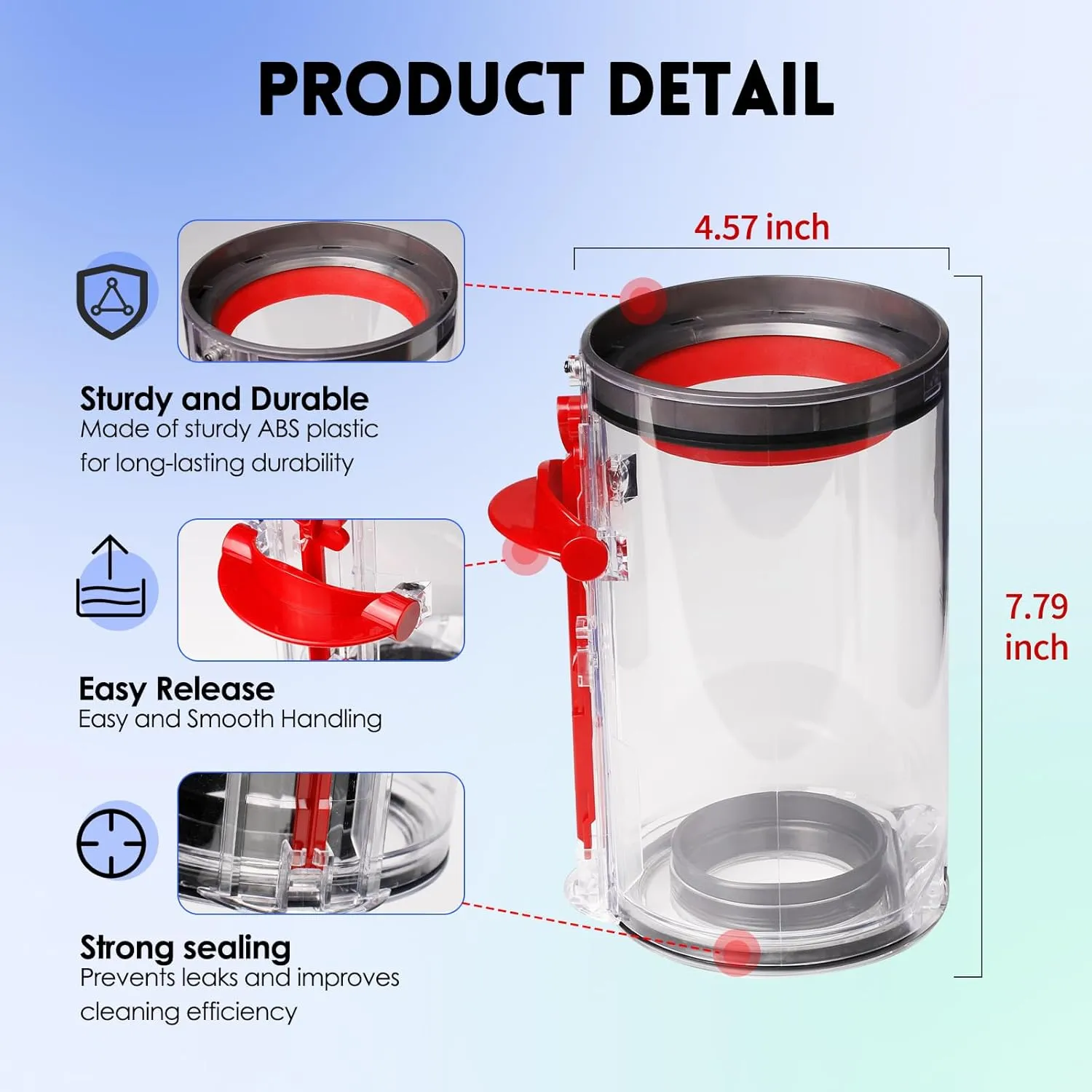 Dust Bin Replacement Compatible with Dyson V11 Animal,V11 Extra,V11 Torque Drive,V15 Detect,SV14,SV15,SV22 Cordless Vacuum Cleaners,Canister Replacement Parts, Part No.970050-01,965443-01