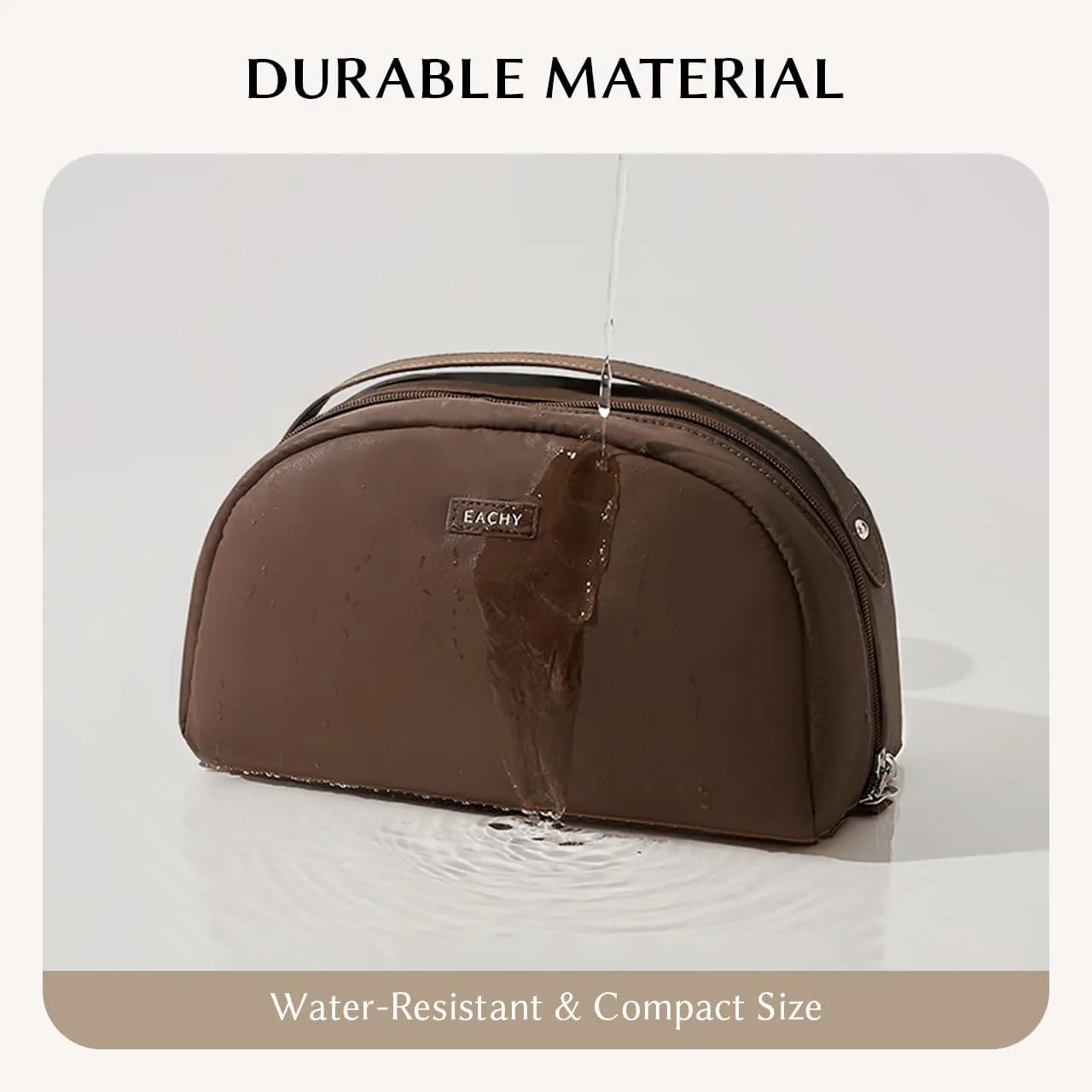 EACHY Toiletry Bag for Women, Large-Capacity Travel Makeup Organizer with Dry & Wet Separation, Portable Cosmetic Bag, Waterproof Design (Brown, L)