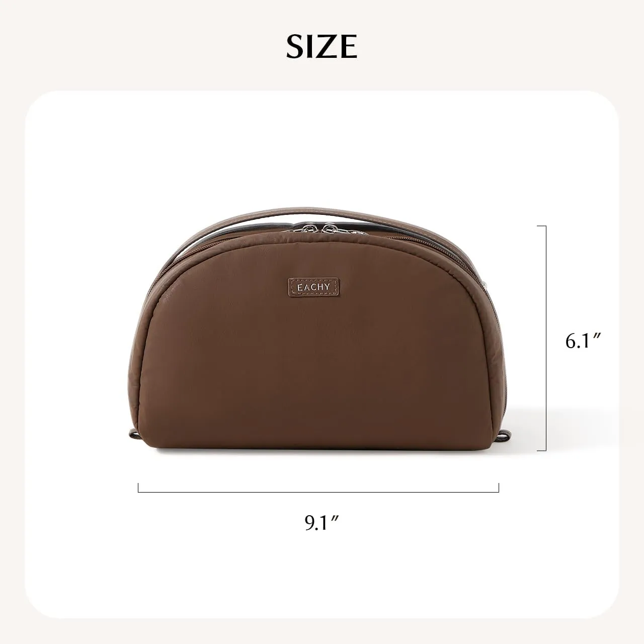 EACHY Toiletry Bag for Women, Large-Capacity Travel Makeup Organizer with Dry & Wet Separation, Portable Cosmetic Bag, Waterproof Design (Brown, L)