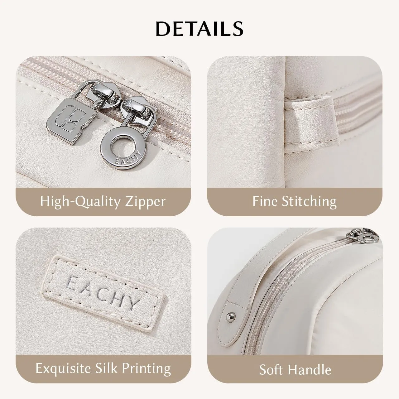 EACHY Toiletry Bag for Women, Large-Capacity Travel Makeup Organizer with Dry & Wet Separation, Portable Cosmetic Bag, Waterproof Design (Brown, L)