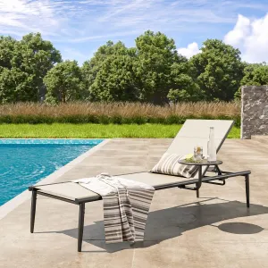 EAST OAK Textilene Outdoor Chaise Lounge, Aluminum Patio Lounge Chairs with Side Table, 5-Positions Adjustable Lounge Chaise for Outside, Recliner Chair for Pool, Beach, Backyard, Porch, Lawn