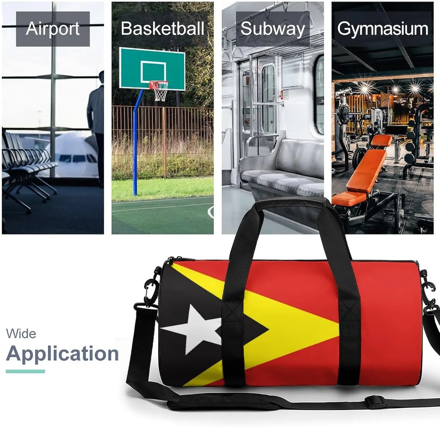 East Timor Flag Waterproof Gym Duffel for Men Women Sports Travel Tote Bag