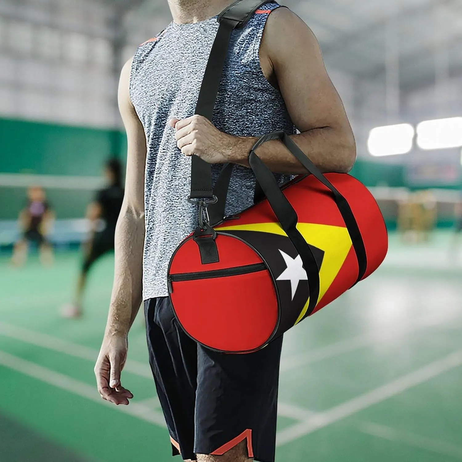 East Timor Flag Waterproof Gym Duffel for Men Women Sports Travel Tote Bag