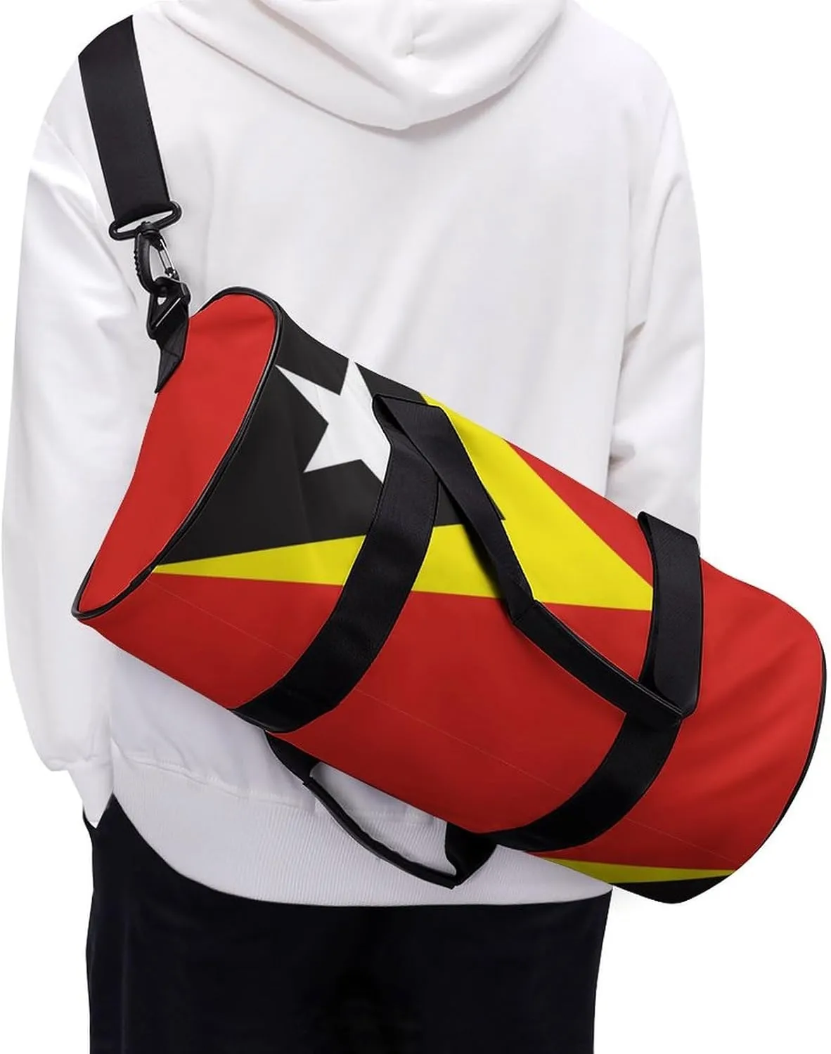 East Timor Flag Waterproof Gym Duffel for Men Women Sports Travel Tote Bag