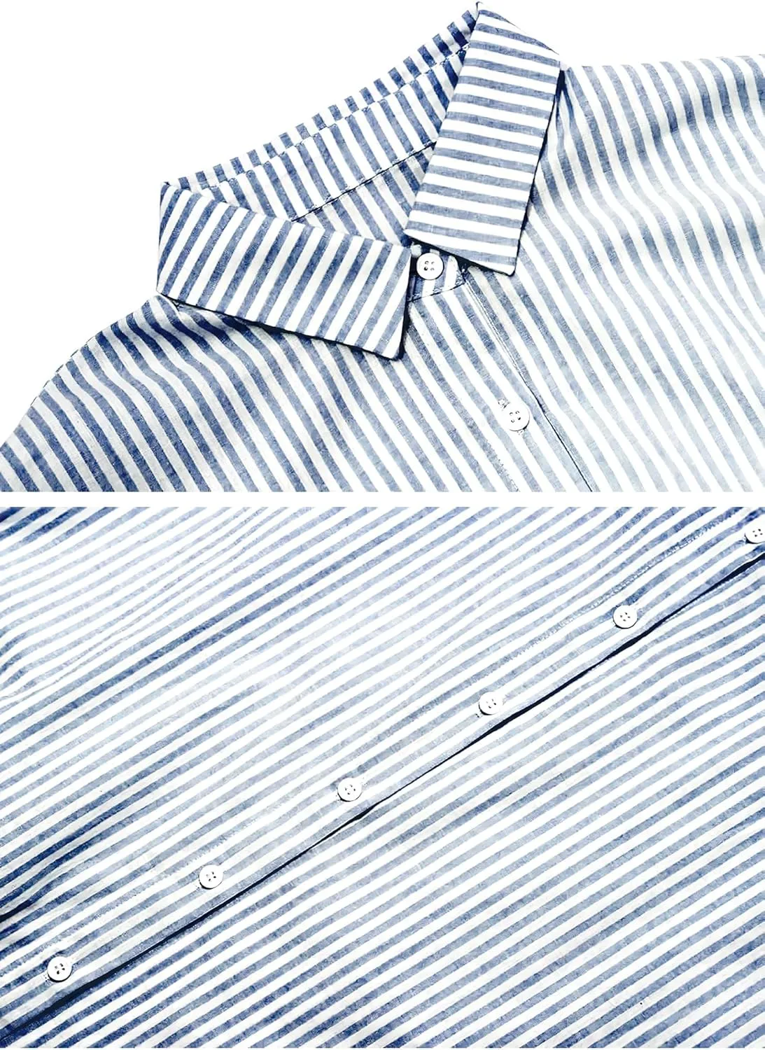 ebossy Women's Casual Stripes Buttoned Long Sleeve Oversized Loose Fit Maxi Shirt Dress Plus Size