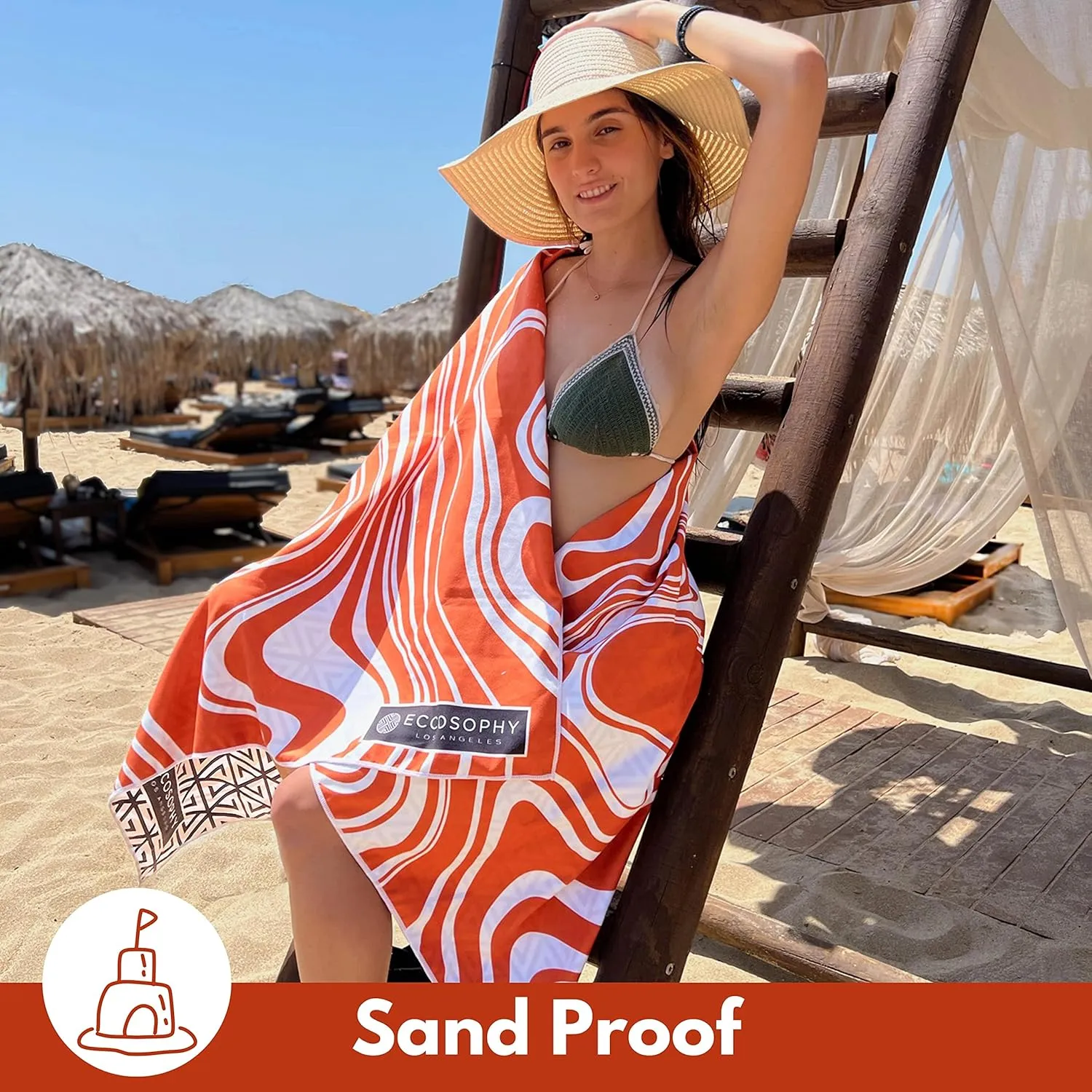 ECCOSOPHY Microfiber Beach Towel - Sand Free Towels are Quick Dry, Light Weight, Super Absorbent - Perfect Pool, Travel, Cruise, Camping Essentials - Oversized Extra Large for Adults 71x35 in