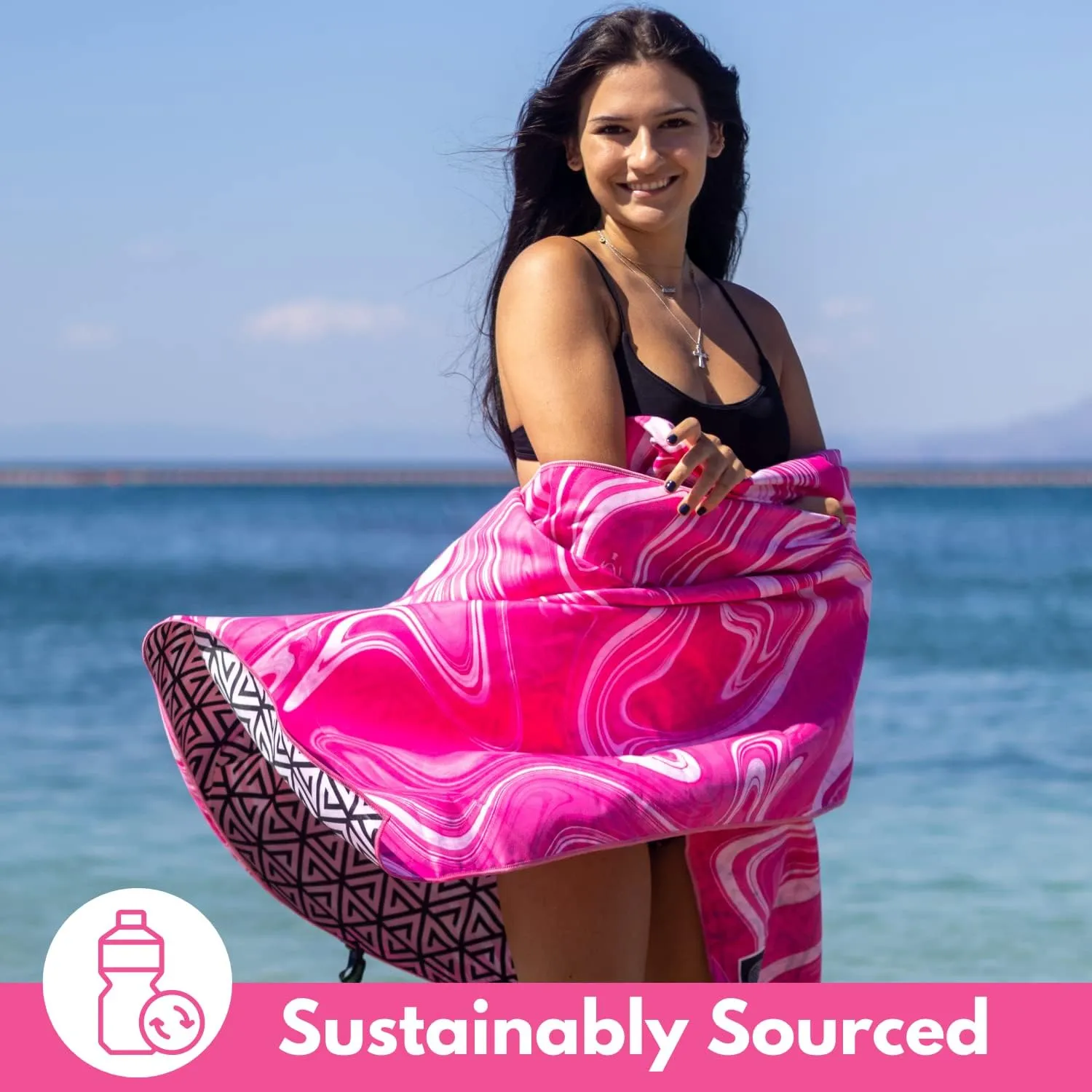 ECCOSOPHY Microfiber Beach Towel - Sand Free Towels are Quick Dry, Light Weight, Super Absorbent - Perfect Pool, Travel, Cruise, Camping Essentials - Oversized Extra Large for Adults 71x35 in