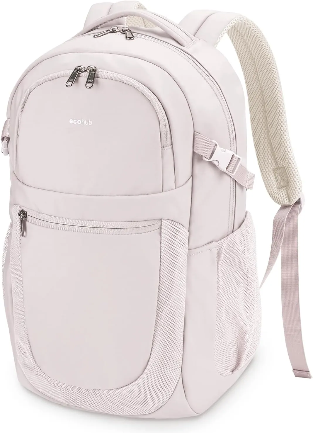 ECOHUB Travel Backpack for Women, 17.3 inch Suspended Laptop Backpack, Fashion Water-Resistant College Computer Bookbag, 28L Personal Item Bag with 12 Pockets for Causal, Work, Beige
