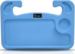 EcoNour 2 in 1 Car Steering Wheel Desk | Steering Wheel Tray for Laptop Car Mount with Pen Holder | Car Food Tray for Eating with Drinks Holder | Multipurpose Travel Car Accessories | Blue