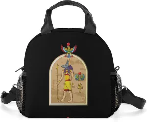 Egyptian God Anubis Portable Lunch Box Crossbody Bag Tote Insulated with Adjustable Strap Work Beach Picnic