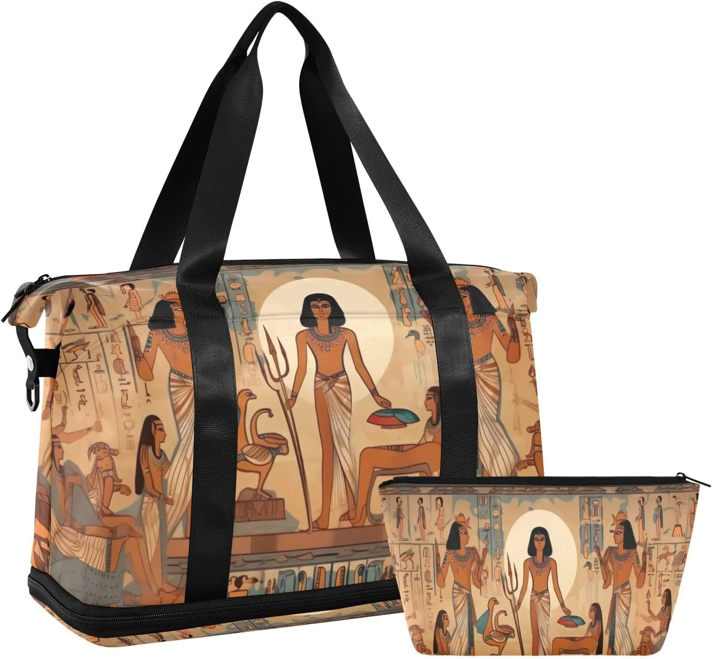 Egyptian Gods Gym Bag - Weekender Overnight Bags for Women Men, Sport Travel Duffel Bag with Wet Pocket & Shoe Compartment